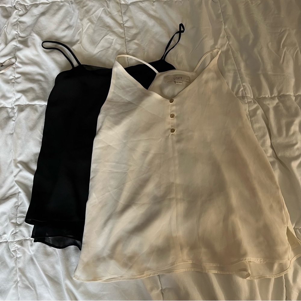 Lot of 2 Banana Republic Loft cami strap tops XXS petite
